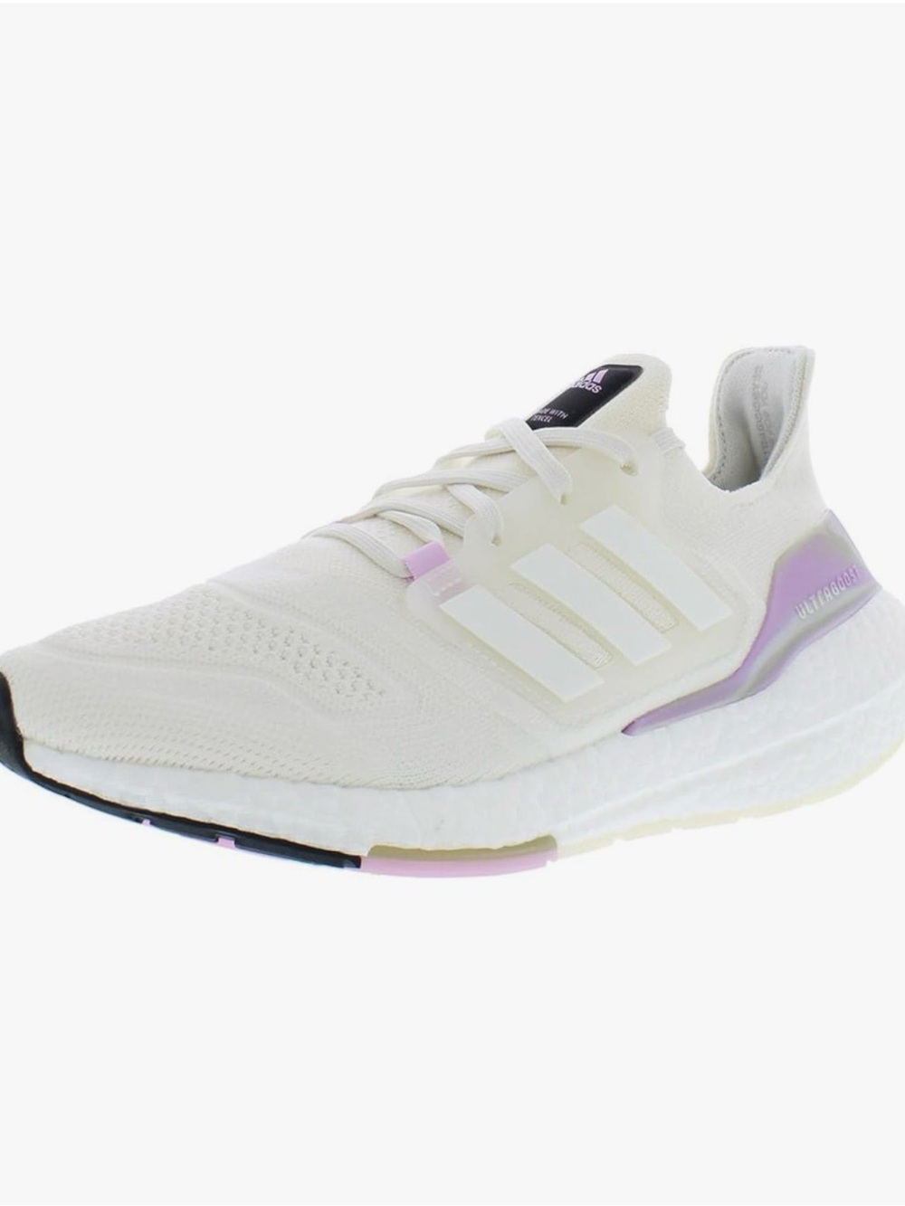 adidas Women's Ultraboost Running Shoe - White with Light Purple Accents
